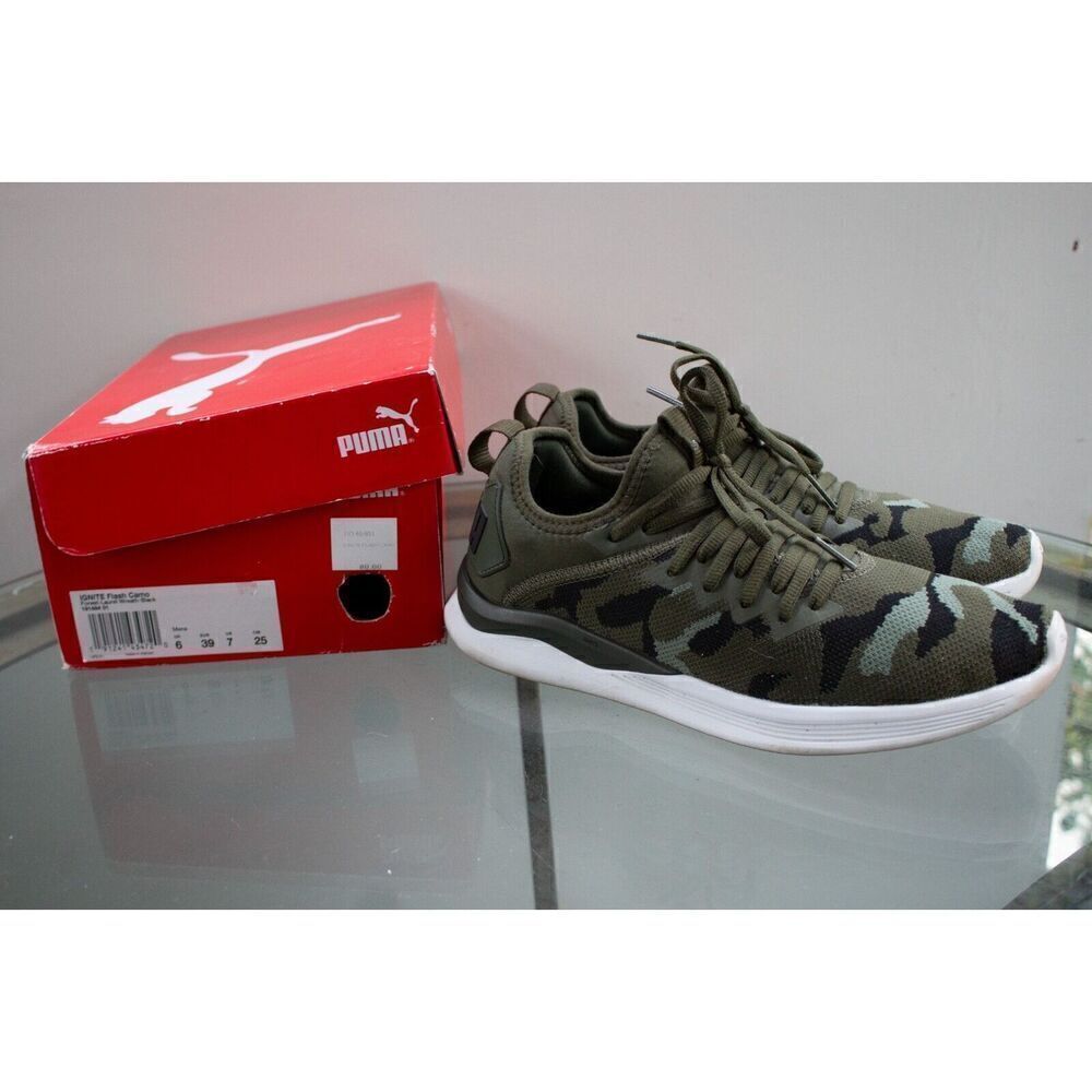 Men's PUMA IGNITE Flash Camo 191484 01 Forest/Green/Black Size 7‎
